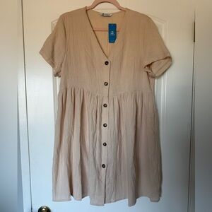 Cupshe ☀️ Off-Duty Muse Créme Mini Dress 100% Cotton